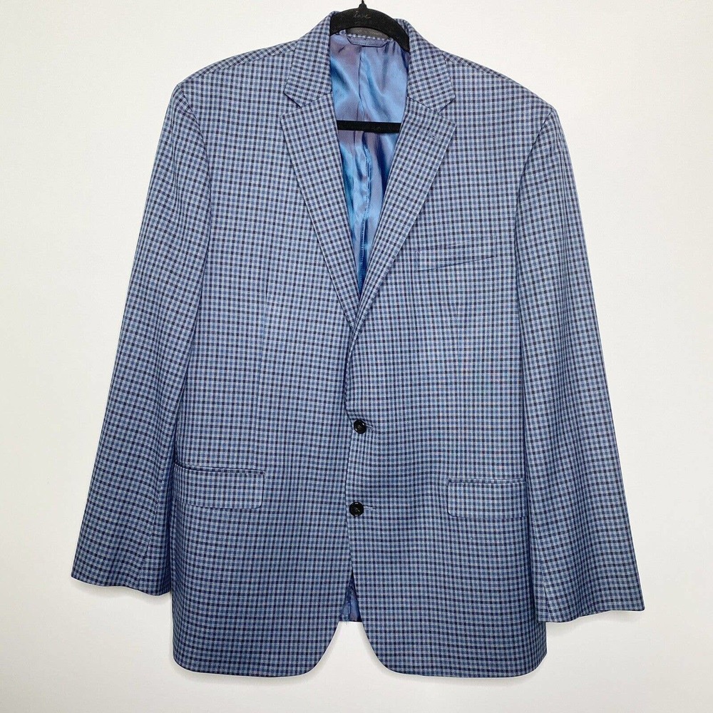 Lauren Ralph Lauren Men's Sport Coat Blazer Size 46L Navy Blue Check Plaid